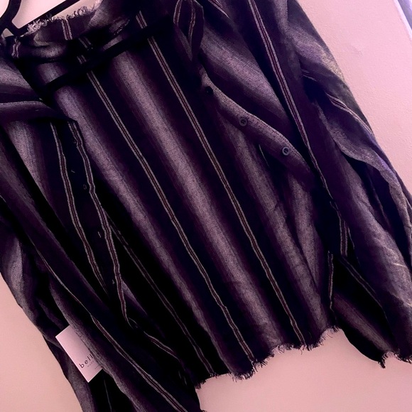 Bella Dahl Black Striped Button Down Shirt - Picture 2 of 15